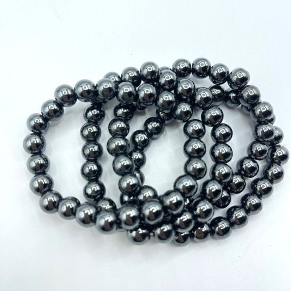 Hematite beaded bracelet 6.75” crystal healing self-esteem confidence willpower
